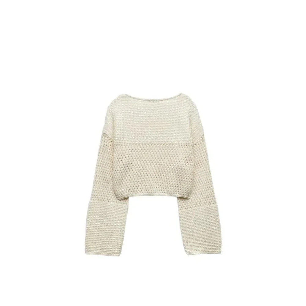 ZARA CROCHET LACE TOP ECRU SIZE M | 5644/338